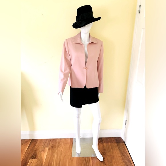 100% fine wool light pink blazer jacket collared single hook & eye closure US 12 - Picture 5 of 16